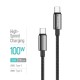 Дата кабель USB-C to USB-C 1.0m 5A 100 W zinc alloy braided black ColorWay (CW-CBPDCC098-BK)