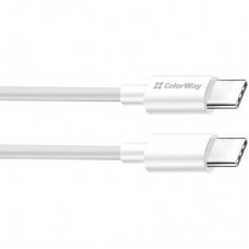 Дата кабель USB-C to USB-C 2.0m 5A 100W zinc alloy braided white ColorWay (CW-CBPDCC099-WT) - Фото