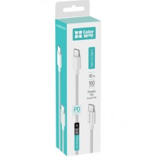 Дата кабель USB-C to USB-C 2.0m 5A 100W zinc alloy braided white ColorWay (CW-CBPDCC099-WT) - Фото