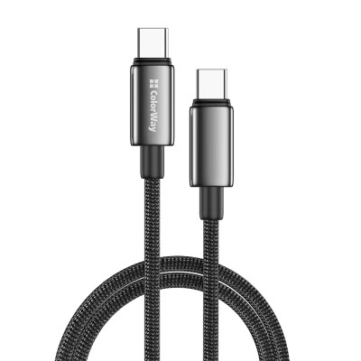 Дата кабель USB-C to USB-C 2.0m 5A 100 W zinc alloy braided black ColorWay (CW-CBPDCC099-BK)