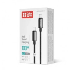Дата кабель USB-C to USB-C 2.0m 5A 100 W zinc alloy braided black ColorWay (CW-CBPDCC099-BK) - Фото