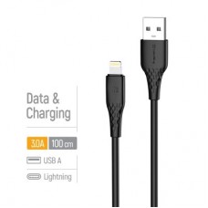 Дата кабель USB 2.0 AM to Lightning 1.0m 3A textured PVC black ColorWay (CW-CBUL094-BK) - Фото