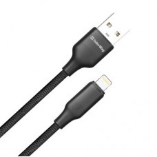 Дата кабель USB 2.0 AM to Lightning 1.0m 3A TPE embossed black ColorWay (CW-CBUL101-BK) - Фото