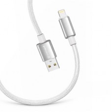 Дата кабель USB 2.0 AM to Lightning 1.0m 3A zinc alloy braided white ColorWay (CW-CBUL098-WT) - Фото