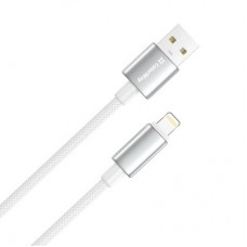 Дата кабель USB 2.0 AM to Lightning 1.0m 3A zinc alloy braided white ColorWay (CW-CBUL098-WT) - Фото