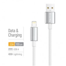 Дата кабель USB 2.0 AM to Lightning 1.0m 3A zinc alloy braided white ColorWay (CW-CBUL098-WT) - Фото