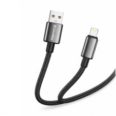 Дата кабель USB 2.0 AM to Lightning 1.0m 3A zinc alloy braided black ColorWay (CW-CBUL098-BK) - Фото