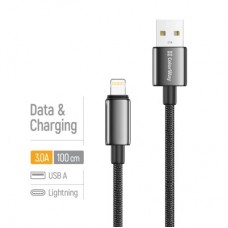 Дата кабель USB 2.0 AM to Lightning 1.0m 3A zinc alloy braided black ColorWay (CW-CBUL098-BK) - Фото