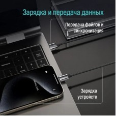 Дата кабель USB 2.0 AM to Lightning 1.0m 3A zinc alloy braided black ColorWay (CW-CBUL098-BK) - Фото