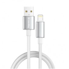 Дата кабель USB 2.0 AM to Lightning 2.0m 3A zinc alloy braided white ColorWay (CW-CBUL099-WT) - Фото