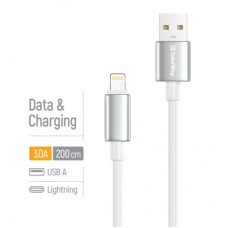 Дата кабель USB 2.0 AM to Lightning 2.0m 3A zinc alloy braided white ColorWay (CW-CBUL099-WT) - Фото