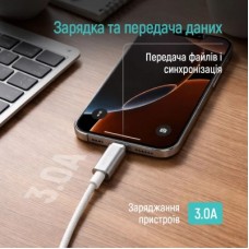 Дата кабель USB 2.0 AM to Lightning 2.0m 3A zinc alloy braided white ColorWay (CW-CBUL099-WT) - Фото