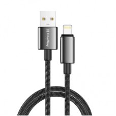 Дата кабель USB 2.0 AM to Lightning 2.0m 3A zinc alloy braided black ColorWay (CW-CBUL099-BK) - Фото
