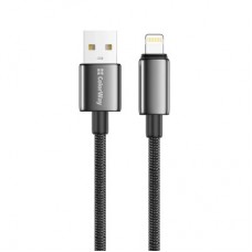 Дата кабель USB 2.0 AM to Lightning 2.0m 3A zinc alloy braided black ColorWay (CW-CBUL099-BK) - Фото