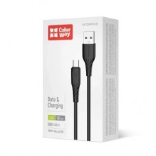 Дата кабель USB 2.0 AM to Micro 5P 1.0m 3A textured PVC black ColorWay (CW-CBUM094-BK) - Фото