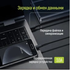 Дата кабель USB 2.0 AM to Micro 5P 1.0m 3A textured PVC black ColorWay (CW-CBUM094-BK) - Фото