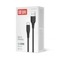 Дата кабель USB 2.0 AM to USB-C 1.0m 3A textured PVC black ColorWay (CW-CBUC094-BK) - Фото