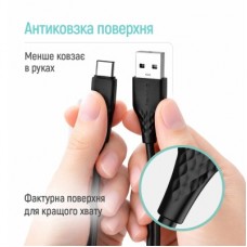 Дата кабель USB 2.0 AM to USB-C 1.0m 3A textured PVC black ColorWay (CW-CBUC094-BK) - Фото