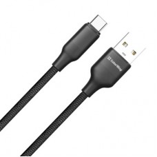 Дата кабель USB 2.0 AM to USB-C 1.0m 3A TPE embossed black ColorWay (CW-CBUC101-BK) - Фото