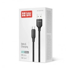 Дата кабель USB 2.0 AM to USB-C 1.0m 3A TPE embossed black ColorWay (CW-CBUC101-BK) - Фото