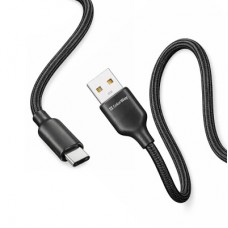 Дата кабель USB 2.0 AM to USB-C 2.0m 3A TPE embossed black ColorWay (CW-CBUC102-BK) - Фото