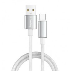 Дата кабель USB 2.0 AM to USB-C 1.0m 3A zinc alloy braided white ColorWay (CW-CBUC098-WT) - Фото