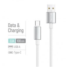 Дата кабель USB 2.0 AM to USB-C 1.0m 3A zinc alloy braided white ColorWay (CW-CBUC098-WT) - Фото