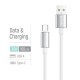Дата кабель USB 2.0 AM to USB-C 1.0m 3A zinc alloy braided white ColorWay (CW-CBUC098-WT)