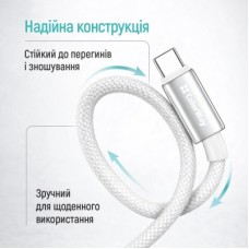 Дата кабель USB 2.0 AM to USB-C 1.0m 3A zinc alloy braided white ColorWay (CW-CBUC098-WT) - Фото