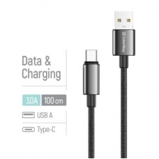 Дата кабель USB 2.0 AM to USB-C 1.0m 3A zinc alloy braided black ColorWay (CW-CBUC098-BK) - Фото