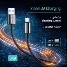 Дата кабель USB 2.0 AM to USB-C 1.0m 3A zinc alloy braided black ColorWay (CW-CBUC098-BK) - Фото