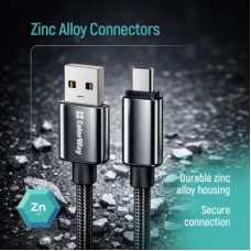 Дата кабель USB 2.0 AM to USB-C 1.0m 3A zinc alloy braided black ColorWay (CW-CBUC098-BK) - Фото