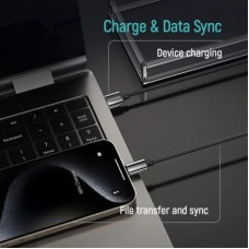 Дата кабель USB 2.0 AM to USB-C 1.0m 3A zinc alloy braided black ColorWay (CW-CBUC098-BK) - Фото