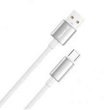 Дата кабель USB 2.0 AM to USB-C 2.0m 3A zinc alloy braided white ColorWay (CW-CBUC099-WT) - Фото