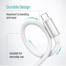 Дата кабель USB 2.0 AM to USB-C 2.0m 3A zinc alloy braided white ColorWay (CW-CBUC099-WT) - Фото