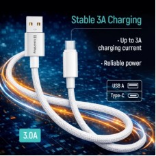 Дата кабель USB 2.0 AM to USB-C 2.0m 3A zinc alloy braided white ColorWay (CW-CBUC099-WT) - Фото