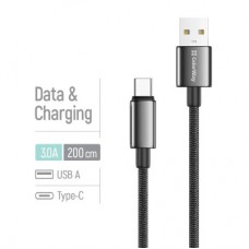 Дата кабель USB 2.0 AM to USB-C 2.0m 3A zinc alloy braided black ColorWay (CW-CBUC099-BK) - Фото