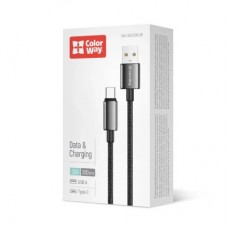 Дата кабель USB 2.0 AM to USB-C 2.0m 3A zinc alloy braided black ColorWay (CW-CBUC099-BK) - Фото