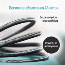 Дата кабель USB 2.0 AM to USB-C 2.0m 3A zinc alloy braided black ColorWay (CW-CBUC099-BK) - Фото