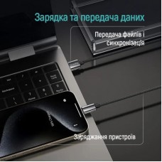 Дата кабель USB 2.0 AM to USB-C 2.0m 3A zinc alloy braided black ColorWay (CW-CBUC099-BK) - Фото