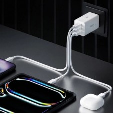 Зарядний пристрій Spigen 2xUSB-C PD + 1xUSB 67W white (ACH08710) - Фото