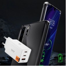 Зарядний пристрій Spigen 2xUSB-C PD + 1xUSB 67W white (ACH08710) - Фото