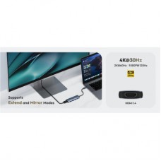 Концентратор Cudy USB-C 5-in-1 1xHDMI 4K + 1xUSB-C PD100W + 1xUSB 3.0 5Gbps + 2xUSB 2.0 (UH405) - Фото