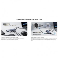 Концентратор Cudy USB-C 5-in-1 1xHDMI 4K + 1xUSB-C PD100W + 1xUSB 3.0 5Gbps + 2xUSB 2.0 (UH405) - Фото