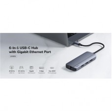 Концентратор Cudy USB-C 6-in-1 1xHDMI 4K + 1xUSB-C + 1xUSB 3.0 5Gbps + 2xUSB 2.0 (UH606) - Фото