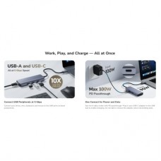 Концентратор Cudy USB-C 6-in-1 1xHDMI 4K + 1xUSB-C + 1xUSB 3.0 5Gbps + 2xUSB 2.0 (UH606) - Фото