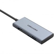 Концентратор Vention USB-C 6-in-1 3xUSB 3.0 + HDMI 4K30Hz + SD/TF 0.15m (TOOHB) - Фото