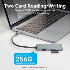 Концентратор Vention USB-C 6-in-1 3xUSB 3.0 + HDMI 4K30Hz + SD/TF 0.15m (TOOHB) - Фото