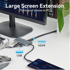 Концентратор Vention USB-C 6-in-1 3xUSB 3.0 + HDMI 4K30Hz + SD/TF 0.15m (TOOHB) - Фото