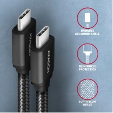 Дата кабель USB-C to USB-C 1.0m v3.2 Gen 1 PD 60W 3A black AXAGON (BUCM3-CM10AB) - Фото